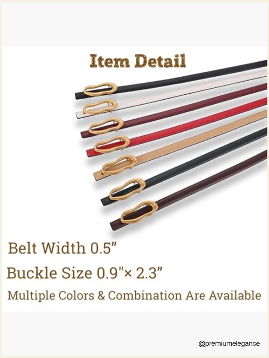 Slim Skinny Genuine Leather Belt for Dress Pants, Oval Buckle, Soft Waistband main image 5
